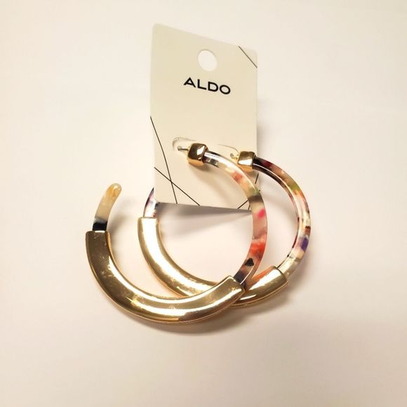 Aldo Gold Tone Hoop Earrings - Picture 6 of 6